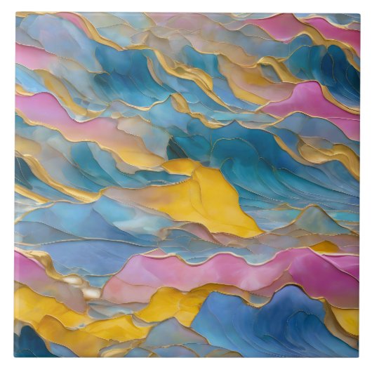 Carreau Vagues de sable rose et bleu « Algeciras » (Devant)