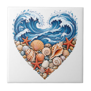Carreau Vagues du cœur de l'océan Coquillages – Art de la