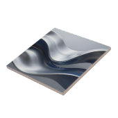 Carreau Vagues fluides abstraites argent et marine Design (Côté)