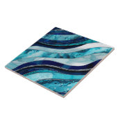 Carreau Vagues - Mixte Media Blue Abstrait (Côté)