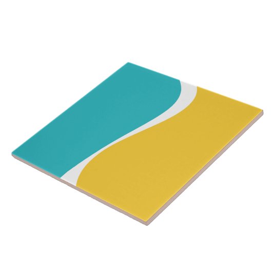 Carreau Vagues simples 2 en Turquoise, Jaune et Blanc (Côté)