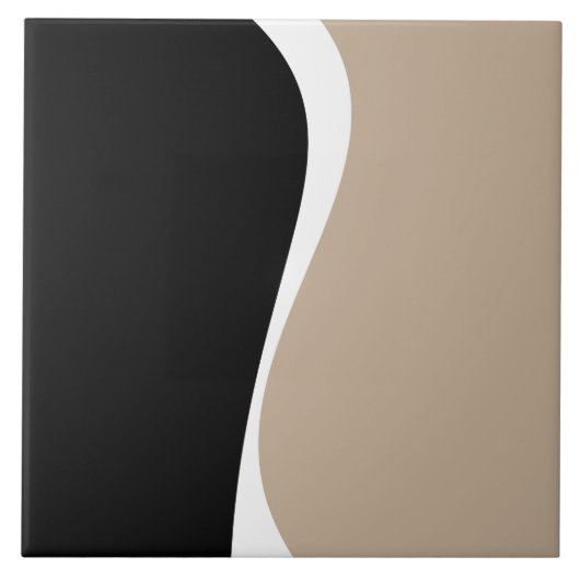 Carreau Vagues simples 2 - Taupe, noir et blanc (Devant)