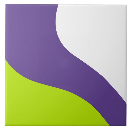 Carreau Vagues simples en vert citron vert et violet (Devant)