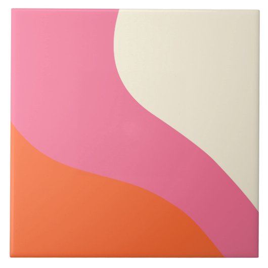 Carreau Vagues simples - rose, orange et crème (Devant)