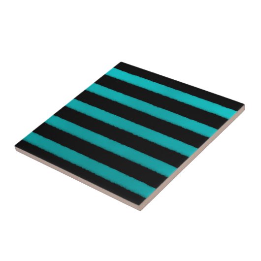 Carreau Vagues turquoise rayures de plage côtière sur fond (Côté)