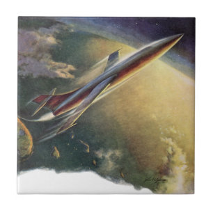 Carreau Vaisseau spatial de science-fiction vintage Avion