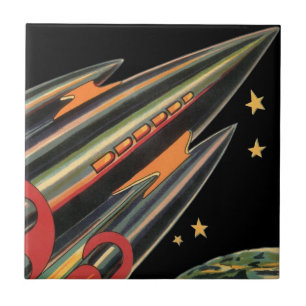 Carreau Vaisseau spatial de science-fiction vintage par Sp