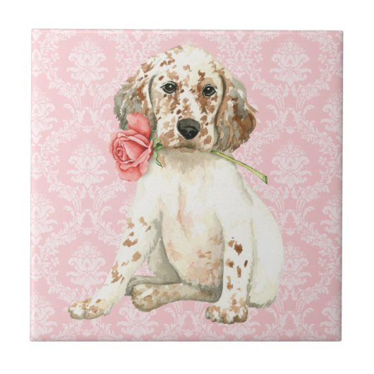 Carreau Valentine Rose Anglais Setter (Devant)