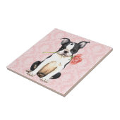 Carreau Valentine Rose Boston Terrier (Côté)