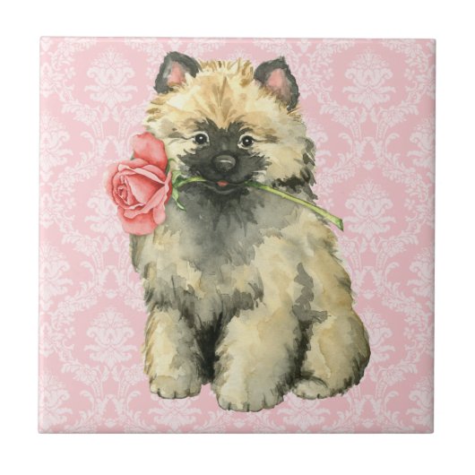 Carreau Valentine Rose Keeshond (Devant)