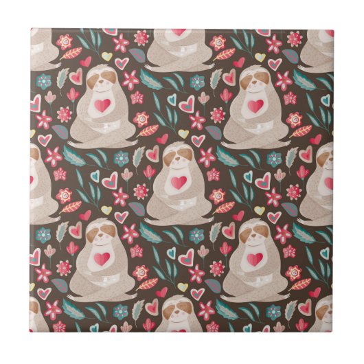 Carreau Valentine Sloth Motif (Devant)