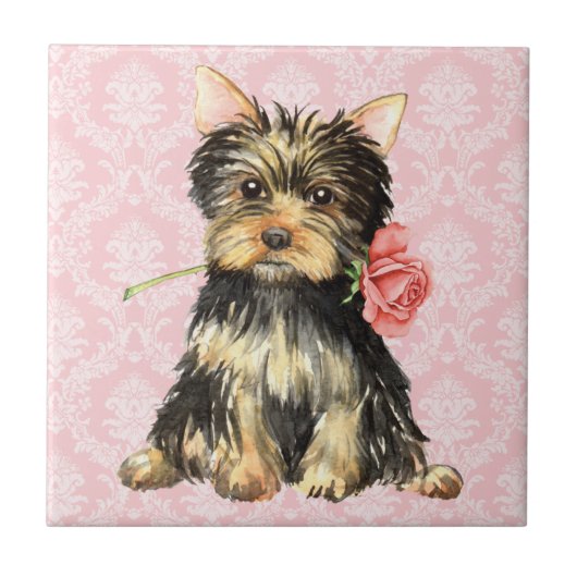 Carreau Valentine Yorkie rose (Devant)