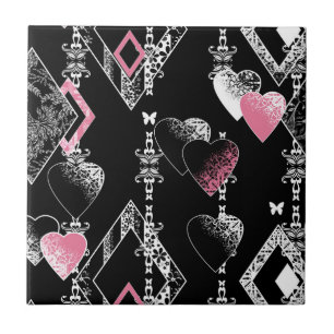 Carreau Valentines sans coutures Amour Jour Noir Coeurs mo