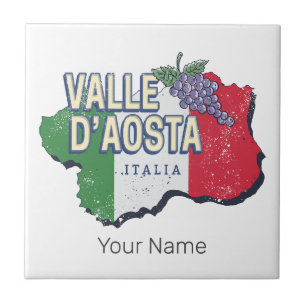 Carreau Vallée d'Aoste Italie Carte Carte Souvenir Vintage