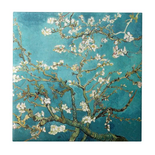 Carreau Van Gogh Almond Blossoms art fleurs blanches sur b (Devant)