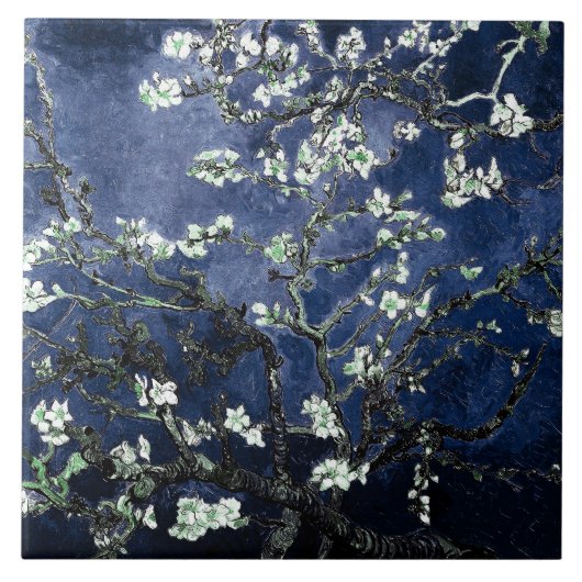Carreau Van Gogh Almond Blossoms Midnight Blue (Devant)