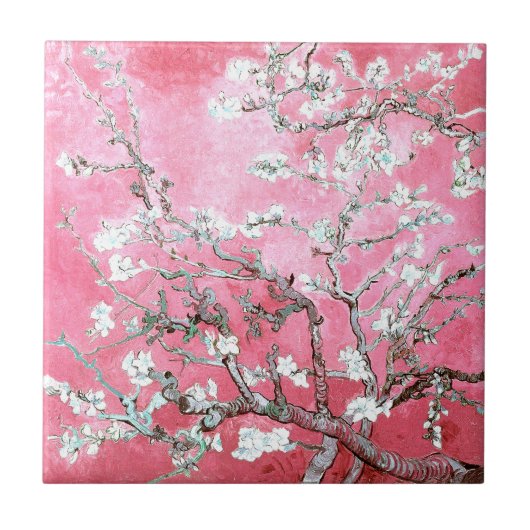Carreau Van Gogh Almond Blossoms rose Bleu (Devant)