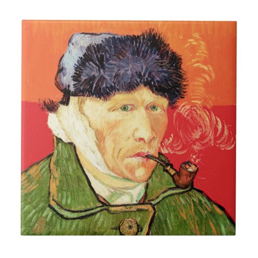 Carreau Van Gogh - Autoportrait avec oreille et tuyau en b (Devant)