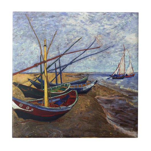 Carreau Van Gogh Bateaux de pêche sur la plage (Devant)