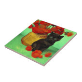 Carreau Van Gogh Black Kitten Fleurs rouges (Côté)