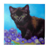 Carreau Van Gogh Chat et fleurs (Devant)