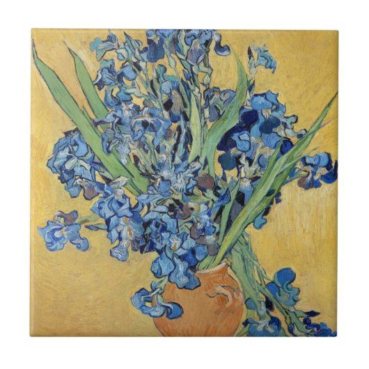 Carreau Van Gogh Irises Vase Fleurs Floral Vase Art (Devant)