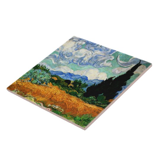 Carreau Van Gogh peinture, Wheatfield avec Cypress Tree (Côté)