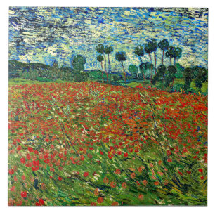 Carreau Van Gogh - Poppy Field, célèbre peinture,