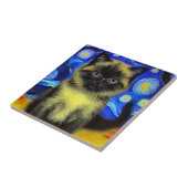 Carreau Van Gogh Starry Nuit Siamese Cat (Côté)