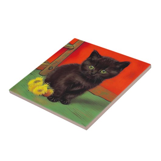 Carreau Van Gogh Style Chat noir (Côté)