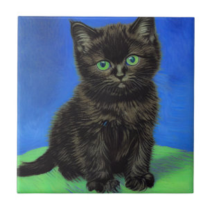 Carreau Van Gogh Style Kitten noir