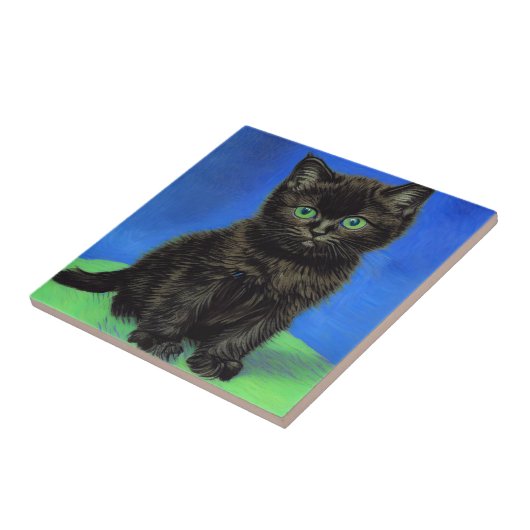Carreau Van Gogh Style Kitten noir (Côté)