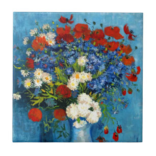 Carreau Van Gogh Vase avec Cornflowers et Poppies