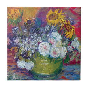 Carreau Van Gogh - Vie Toujours Avec Roses Et Tournesols