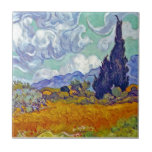 Carreau Van Gogh - Wheatfield Avec Cyprès<br><div class="desc">Le Wheatfield de Vincent Van Gogh avec Cyprès. L'huile sur toile de 1889 montre un champ doré de blé, un grand cyprès, des oliviers et les Alpilles comme en témoigne la fenêtre de Van Gogh à l'asile de Saint-Rémy. Mots-clés : Cypress, Arbre, Cornfield, Paysage, Peinture Contrairement aux magasins similaires, Art...</div>