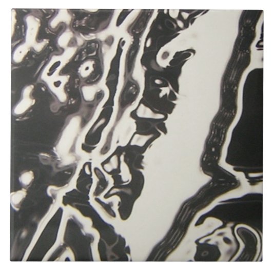 Carreau Vaporwave Black & White Fluid Art (Devant)