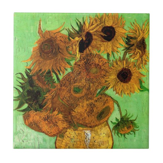 Carreau Vase avec douze tournesols par Vincent van Gogh (Devant)