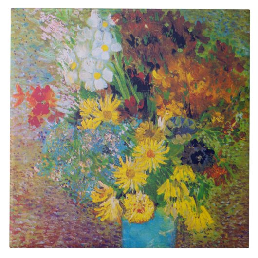 Carreau Vase avec marguerites et anémones, Van Gogh (Devant)