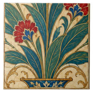 Carreau Vase Bleu Ottoman Art Floral Botanique