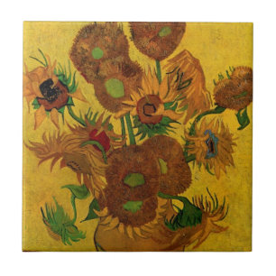 Carreau Vase de fleurs avec 15 tournesols Vincent van Gogh