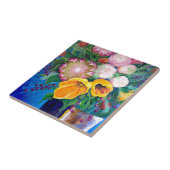 Carreau Vase de fleurs — Protéas, tulipes et Roses (Côté)