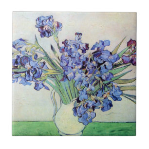 Carreau Vase de nature morte avec iris de Vincent van Gogh