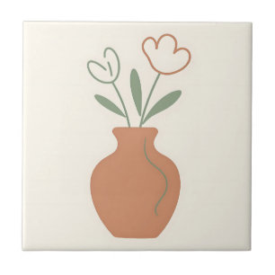 Carreau Vase de tulipes minimaliste en ligne artistique