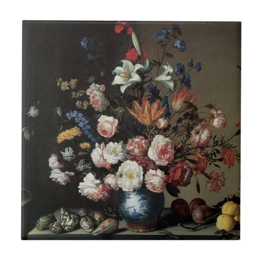 Carreau Vase des fleurs par une fenêtre, Balthasar van der (Devant)
