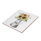 Carreau Vase tournesol automnal rustique monogrammé (Côté)