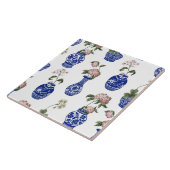 Carreau Vases et fleurs bleus de chinoiserie (Côté)