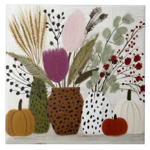 Carreau Vases tachetés léopard prune et olive