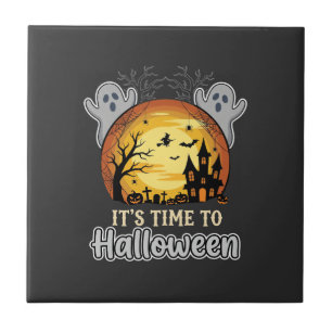Carreau Vecteur de lune hantée Halloween fantômes et cimet