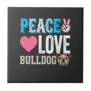 Carreau Vecteur Peace Love Bulldog