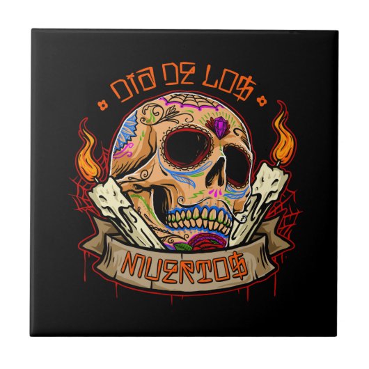 Carreau Vector dia de los muertos crâne (Devant)